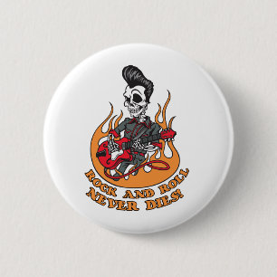 Rock-and-Roll stirbt nie Skeleton Gitarre Button