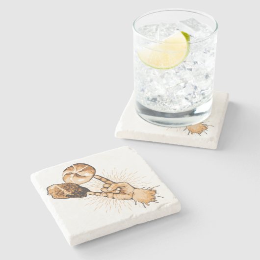 Rock and Roll Stone Coaster Steinuntersetzer (Seitenansicht)