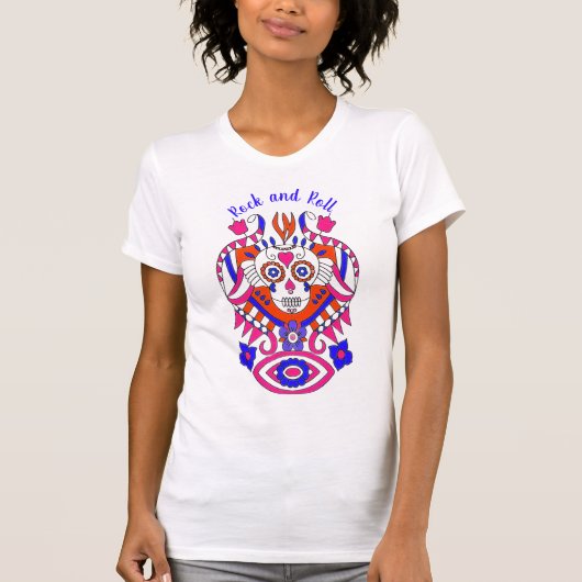 Rock and Roll Sugar Skull T-Shirt (Vorderseite)
