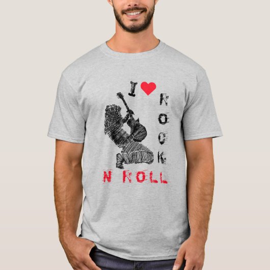 Rock and Roll T - Shirt mit Rock Music Gitarrist (Vorderseite)