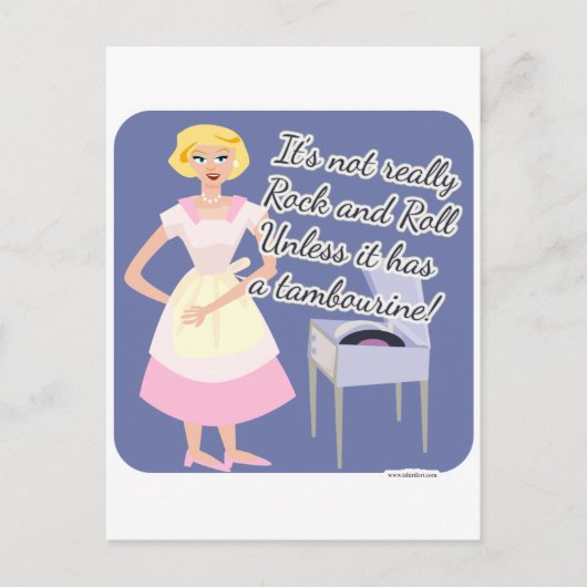 Rock and Roll Tambourine 50Hausfrau Postkarte (Vorderseite)