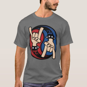 Rock and Roll Teufelshörner Yin Yang T-Shirt