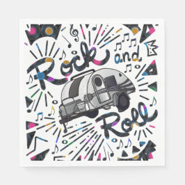 Rock and Roll Trailer Platten Musikthema Serviette