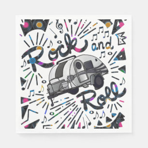 Rock and Roll Trailer Platten Musikthema Serviette