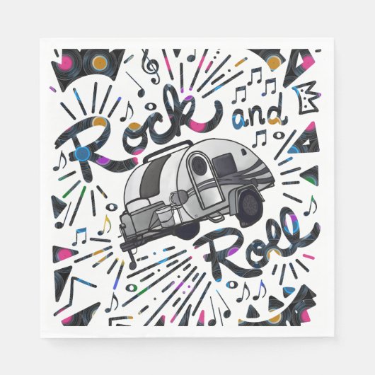 Rock and Roll Trailer Platten Musikthema Serviette (Vorderseite)