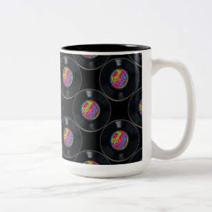 Rock and Roll Vintage Vinyl-Tasse Zweifarbige Tasse