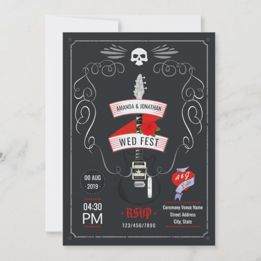Rock and Roll Wedding Einladung (Vorderseite)