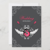 Rock and Roll Wedding Fuchsia Gray Einladung (Vorderseite)