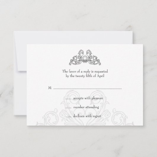 Rock and Roll Wedding Fuchsia Gray RSVP-Karte RSVP Karte (Rückseite)