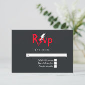 Rock and Roll Wedding Monogram RSVP Karte (Stehend Vorderseite)