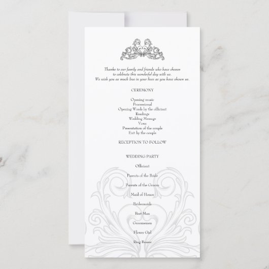 Rock and Roll Wedding Programm (Rückseite)