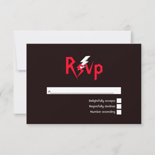 Rock and Roll Wedding RSVP Karte (Vorderseite)