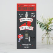 Rock and Roll Wedding Ticket Foto Einladung (Stehend Vorderseite)