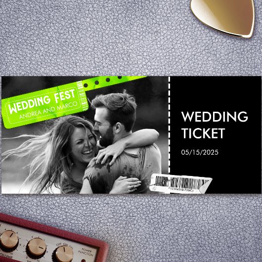 Rock and Roll Wedding Ticket Konzert Boarding Pass