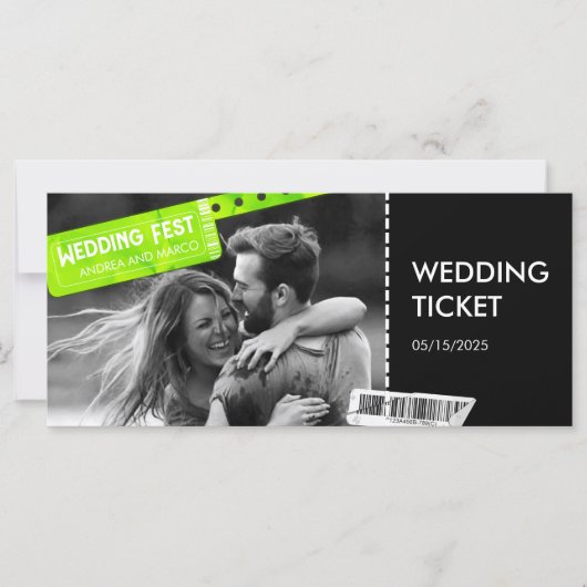 Rock and Roll Wedding Ticket Konzert Boarding Pass (Vorderseite)