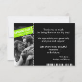 Rock and Roll Wedding Ticket Konzert Boarding Pass Dankeskarte (Rückseite)