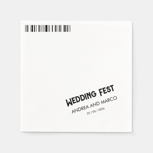 Rock and Roll Wedding Ticket Konzert Boarding Pass Serviette (Vorderseite)