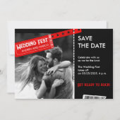 Rock and Roll Wedding Ticket Konzert Save the Date (Vorderseite)