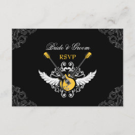 Rock and Roll Wedding Yellow Black RSVP-Karte RSVP Karte