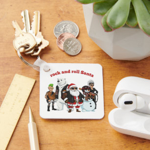 Rock and Roll Weihnachtsmann   Lustiger Biker Punk Schlüsselanhänger