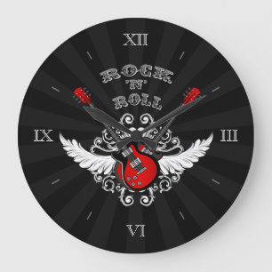Rock-and-Roll Winged Gitarren-Wanduhr Große Wanduhr