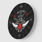 Rock and Roll Winged Guitars Wall Clock Große Wanduhr (Winkel)