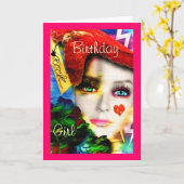 Rock-and-Rollgeburtstags-Mädchen Karte (Gelbe Blume)