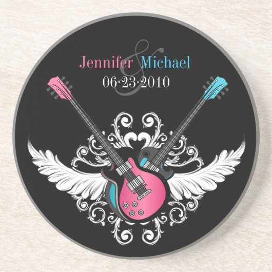 Rock-and-Rollgitarren-Liebe-Untersetzer Getränkeuntersetzer (Vorne)