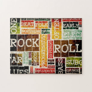 Rock-and-Rollmusik-Plakat-Kunst als Hintergrund Puzzle