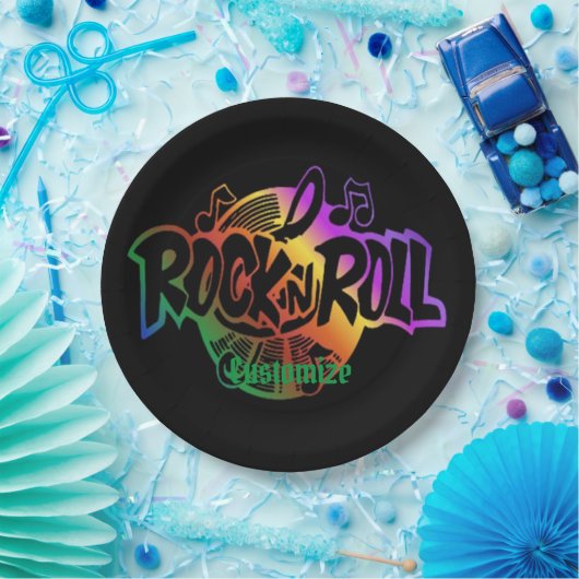 Rock-and-Rollregenbogen-Musik-Thema Pappteller (Party)