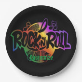 Rock-and-Rollregenbogen-Musik-Thema Pappteller (Vorderseite)