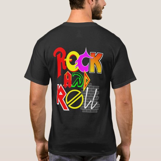 Rock-and-RollT - Shirt-Fronten-Tasche und T-Shirt (Rückseite)