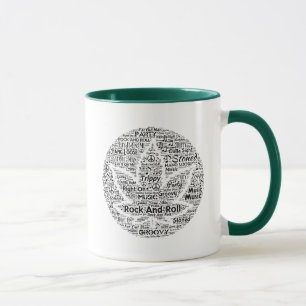Rock-and-Rolltopf-Blatt-Wort-Kunst Tasse