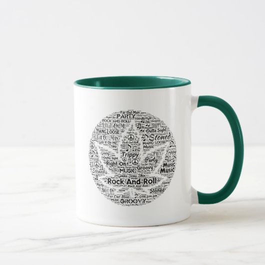 Rock-and-Rolltopf-Blatt-Wort-Kunst Tasse (Rechts)