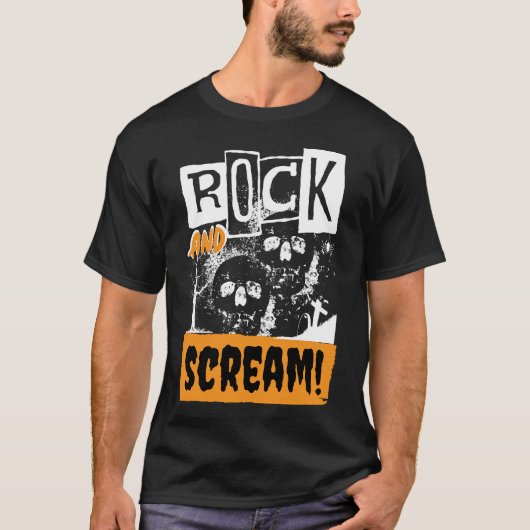 Rock and schrie lustige Halloween T-Shirt (Vorderseite)