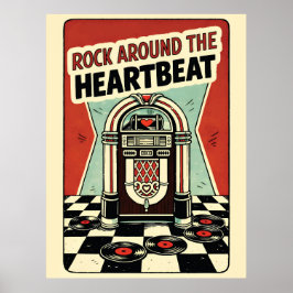 Rock Around the Heartbeat Retro-Jukebox Valentinst Poster