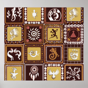 Rock Art Imitation: Vintages Muster. Poster