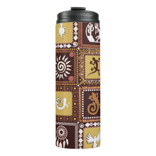 Rock Art Imitation: Vintages Muster. Thermosbecher
