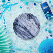 Rock aus blau-weißem Marmor Swirt Moderner Chic Pappteller (Party)