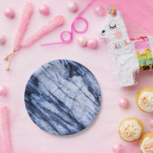 Rock aus blau-weißem Marmor Swirt Moderner Chic Pappteller (Party)