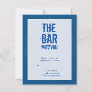 Rock Band Bar Mitzvah Antwortkarte in blau RSVP Karte