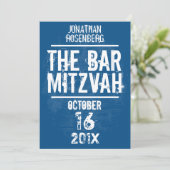 Rock Band Bar Mitzvah Einladung alle Art in Blau (Stehend Vorderseite)
