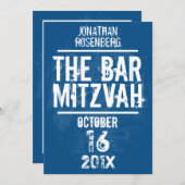 Rock Band Bar Mitzvah Einladung alle Art in Blau (Vorne/Hinten)