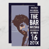 Rock Band Bar Mitzvah Einladung in Schwarz (Vorne/Hinten)