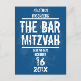 Rock Band Bar Mitzvah Save the Date alle Art, blau Ankündigungspostkarte
