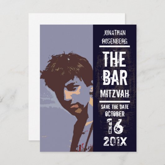 Rock Band Bar Mitzvah Save the Date Ankündigungspostkarte (Vorne/Hinten)
