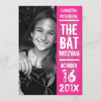 Rock Band Bat Mitzvah Einladung in Rosa