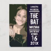 Rock Band Bat Mitzvah Save the Date Ankündigungspostkarte (Vorderseite)
