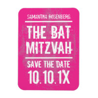 Rock Band Bat Mitzvah Save the Date Magnet, Rosa