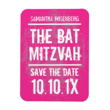 Rock Band Bat Mitzvah Save the Date Magnet, Rosa
